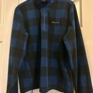 Eddie Bauer Men’s Blue and Black Checkered Pullover